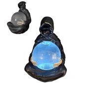 Figurine Faucheur Mystique avec Boule Lumineuse et Chauves,Boules de Cristal du Dieu de la Mort.Conception D'éClairage Led Suspendue,pour la DéCoration de Vacances,Balanc(Size:grande boule de cristal)