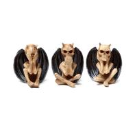 Figurine Faucheuses Ne Voit Rien, N'entends Rien, Ne dis Rien Puckator (x3) Beige 9x8x7 cm