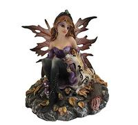 Figurine fée assise avec licorne statue statuette elfe fairy déco 11 x 11cm