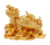 Figurine Feng Shui Dragon Tortue pour la richesse et la prospérité - Cadeau porte-bonheur pour le Nouvel An et décoration intérieure - Statue en résine dorée