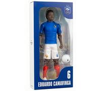 Figurine articulée football MEGABLEU Eduardo Camavinga 20 cm 10 points d'articulation N°6 avec ballon blanc Kit FFF bleu/blanc/rouge
