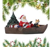 Figurine, figurine de table de Noël, Père Noël dans un bateau, statue en résine, modèle de décoration de Noël, ornements de bureau, figurines de Père Noël pour bibliothèque, bureau d'ordinateur, salon