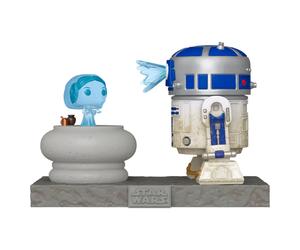 Figurine Funko POP Deluxe Star Wars R2-D2 and Princess Leia Hologram Doré 10 cm