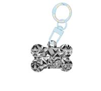 Figurine géométrique en argent impression mode chien Étiquettes en acrylique porte-clés de chien en forme d'os de chien double face étiquettes pour chiens et chats