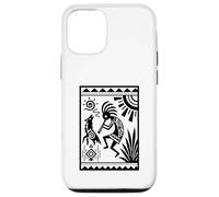 Figurine géométrique tribale Noire et Blanche avec Lignes audacieuses Coque pour iPhone 12/12 Pro