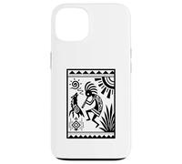Figurine géométrique tribale Noire et Blanche avec Lignes audacieuses Coque pour iPhone 13