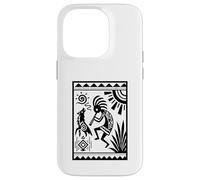 Figurine géométrique tribale Noire et Blanche avec Lignes audacieuses Coque pour iPhone 14 Pro