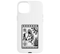 Figurine géométrique tribale Noire et Blanche avec Lignes audacieuses Coque pour iPhone 15 Plus
