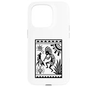 Figurine géométrique tribale Noire et Blanche avec Lignes audacieuses Coque pour iPhone 15 Pro