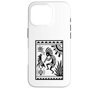 Figurine géométrique tribale Noire et Blanche avec Lignes audacieuses Coque pour iPhone 16 Pro