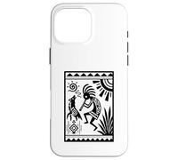 Figurine géométrique tribale Noire et Blanche avec Lignes audacieuses Coque pour iPhone 16 Pro Max