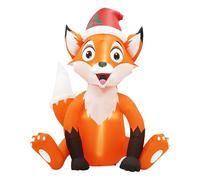 Figurine gonflable géante d'animaux de Noël avec bonnet de Père Noël - 180 cm - Décoration d'hiver lumineuse pour jardin, fête, terrasse, rue, cour, entrée, anniversaire d'enfant, bureau, école