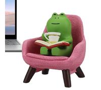 Figurine grenouille miniature, petite statue d'animaux | Adorable ajout | Sculpture amusante en forme de café, animaux liant un livre, décoration de bureau