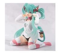 Figurine Hatsune Miku 12 cm - Modèle assis version chat - Figurine d’anime réaliste sans boîte - Loucena Concept