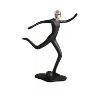 Figurine Humaine Stylisée Morne, Joueur Foot | Statuette avec Tête Métallique, Élégant, Sculpture simplifié, pour Salon, Bibliothèque