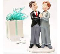 Figurine jeunes mariés en résine Couple Gay pour unions civiles entre hommes - Bonbonnière mariage, unions civiques, Topper Gâteau kit 1 pz. verde in scatola
