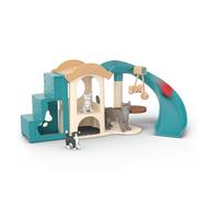 Schleich – Aire de jeu pour chats Farm World 42764 – Coffret 12 pièces avec maison et arbre à chat