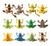 Figurine jouet grenouille - Ensemble de figurines détaillées, pic-in, modèles d'amphibiens structurés, PVC, pièces de vives avec animaux, exposition de la collection naturelle en douze