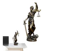 Figurine Lady Justice - Symbole De La Cour Classique, Relique À Thème Juridique, Loi Sur La Mythologie | Finition Bronze Forme Drapée Détaillée, Positionnement De Style Sculpture Sans