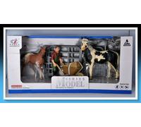 Figurine Les Animaux De La Ferme - Séries Model The World Of Animals - Le Fermier, Le Cheval Et Le Poulain