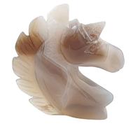 Figurine licorne en agate - Pierre fossiles minéraux - Pierre de guérison - UNI60 Geofossiles