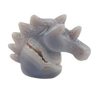 Figurine licorne en agate - Pierre fossiles minéraux - Pierre de guérison - UNI61 Geofossiles