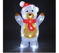 Figurine Lumineuse Ours Polaire de Noël Décoration LED Blanc Froid en Acrylique Déco Intérieure & Extérieure Câble 5 m