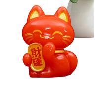 Figurine Maneki Neko - Statue Maneki, Figurine de Chat Mignon | Ornement de Fortune, Collection de Figurines de Chat Porte-Bonheur, Chats de Fortune Maneki Feng (0,91 x 0,91 x 1,02 Pouces) (Rouge