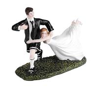 Figurine Mariage 3D Couple Marié, Statue de Couple Décoration de Dâteau de Mariée et Marié Figurine de Mariage d'amour de Rugby pour Décoration de Gâteau de Mariage, 15 x 7 x 13cm