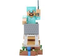 Figurine Minecraft Steve Armure Diamant - EXQUISITE GAMING - Cable Guys - Support écouteurs, smartphone ou petit accessoire - 20 cm