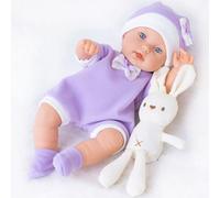 Figurine - Mini Nursery Companion with Plush Rabbit for Gifting | Detailed Child Doll with Cleanable Body & Gentle Expression for Daughter Friends Collectors Holiday Surprises Travel