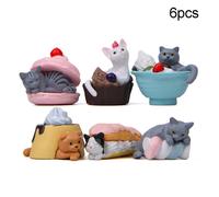 Figurine Miniature Bonsaï Chat Modèle Animal, 6 Pièces, Décoration De Jardin Féerique Pour Dessert