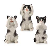 Figurine miniature en r sine de 3 3/4 pouces de chatons noirs et blancs de Veronese Design, entendent, parlent et ne voient aucun mal