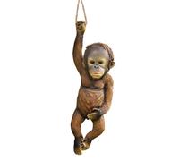 Figurine miniature en résine d'argent avec cordon de suspension solide pour jardin, terrasse, pelouse, cour, ornement décoratif en résine singe