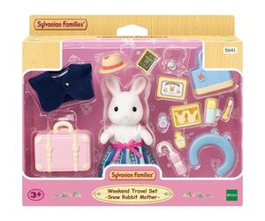 Figurine miniature - Maman Lapin neige et sa valise de weekend -