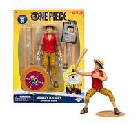 Figurine Monkey D. Luffy One Piece (15 cm) avec 6 Accessoires, Contient des Bras et Jambes interchangeables, Un Avis de Recherche et Un Support en Forme de pièce de Berry