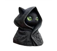 Figurine mystérieuse de chat à capuche, faite à la main, statue de chat noir gothique, mini décoration d'Halloween, œuvre d'art mystique, un cadeau pour les amateurs de chats, parfaite pour la
