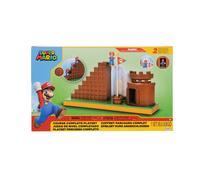 Nintendo Super Mario - Set Figurine Super Mario Bros Fin de Niveau - Figurine Articulée Mario 6,35 CM - Chateau, Escaliers et Drapeau Intéractifs Inclus - Jouet Collectionnable - Cadeau Enfant 3 Ans +