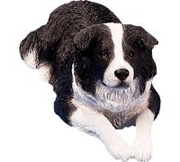 Figurine Noir et Blanc Border Collie Sculpture, Noir, Original Size