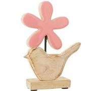 Figurine oiseau et fleur en bois de rose Rose et naturel G