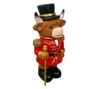Figurine Ornament, Whimsical Holiday Statue, Funny Cow Nutcracker Design, Detailed Animal Soldier, Enchanting Accent Piece for Living Room, Tiered Display for Fireplace or Desk, Home & Seasonal Decor