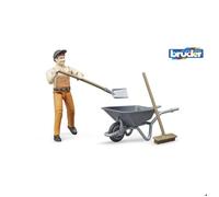 bruder 62130 - Kit de figurines bworld Ouvrier communal - 1:16 Figurine, Véhicule de chantier, Ouvrier du bâtiment, Ferme, Homme