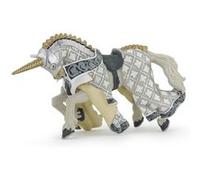 Papo - Figurine Cheval du Maître des Armes Cimier Licorne Réaliste Argentée 3 ans+