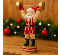 Figurine Père Noël avec haltères, décoration de Noël Fitness, figurine amusante pour cadeaux de Noël et décorations d'intérieur 19 cm - Varzi depuis 1956