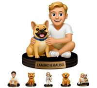 Figurine personnalisée en style dessin animé pour photo d'animal de compagnie, décor de bureau pour les amoureux de chats et de chiens, figurine personnalisée avec nom, impression 2D en relief, plaque