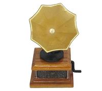 Figurine phonographe miniature vintage pour les amateurs d'esthétique antique et de décors distinctifs pour chambre de poupée, figurine gramophone vintage