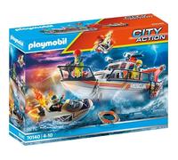 Figurine - PLAYMOBIL - 70140 - Bateau général des sauveteurs en mer - 4 figurines - Multicolore