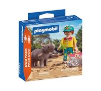 Figurine Playmobil 72025 Duo Soigneur et rhinocéros 10 pièces Gris/Marron