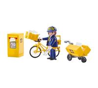 Figurine Playmobil - 9806 - Postière - Vélo - Accessoires de Poste - Jaune