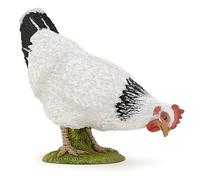 Figurine poule picorant blanche